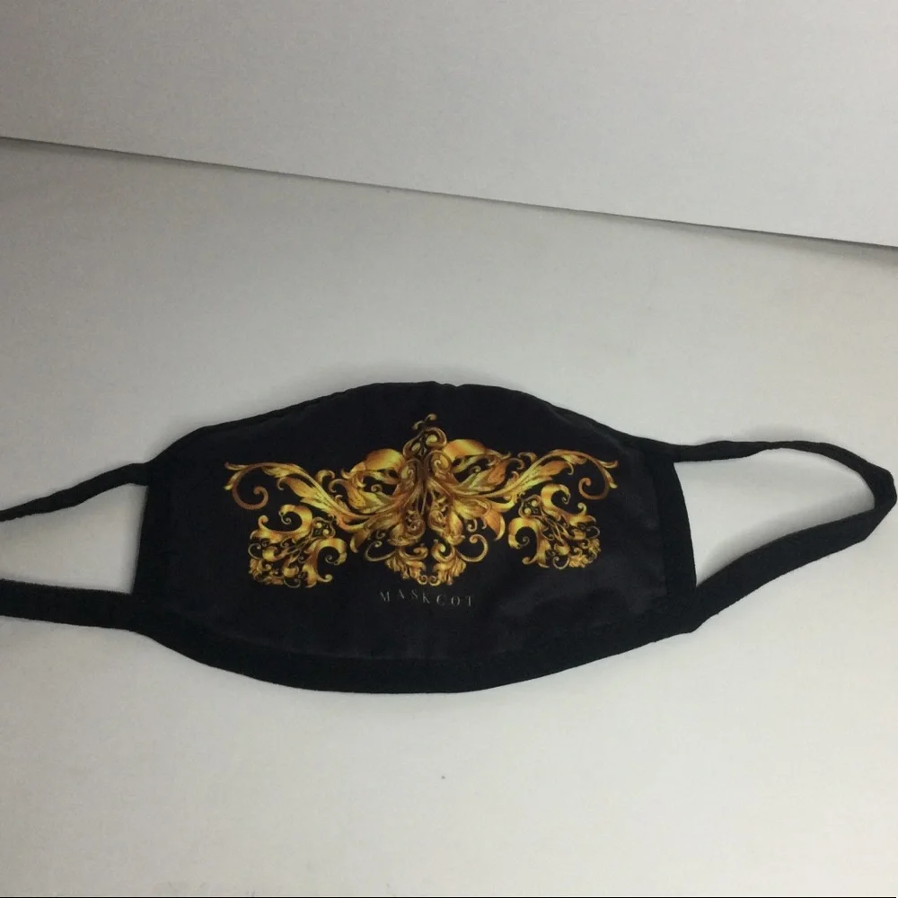 MASKOT FACE MASK BLACK BAROCCO GARGOYLE GOLD NWOT